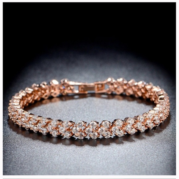 Jewelry - Rose Gold Tennis Bracelet White Topaz Stone
